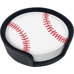 Funny Baseball Design Drink Coasters Protect Furniture from Water Marks and Damage,Suitable for Kinds of Cups,Set of 6