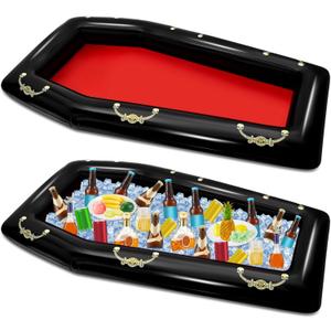 Aoriher 2 Pack 52 Inch Inflatable Coffin Cooler Fake Coffin Floatie Drink Ice Chest Buffet Bucket Beverage Cooler for Summer Pool Picnic Barbecue Supplies Halloween Holiday Party Decoration (Red)