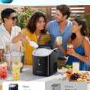 EUHOMY Nugget Ice Maker Countertop with Handle, Ready in 6 Mins, 34lbs Per Day, Removable Top Cover, Auto-Cleaning, Portable Sonic Ice Maker with Basket and Scoop, for Home/Party/RV/Camping (Black)