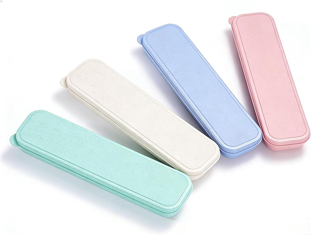 Travel Cutlery Case Portable Utensil Holder Travel Silverware Case Flatware Storage Box Camping Utensils Cases for Fork Spoon Chopsticks Lunch Box, 8.26 x 2.1 Inches (Multi, Small)