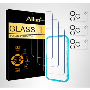 Ailun 3 Pack Screen Protector for iPhone 17 Pro [6.3 inch] + 3 Pack Camera Lens Protector with Installation Frame,Sensor Protection,Dynamic Island Compatible,Case Friendly Tempered Glass Film