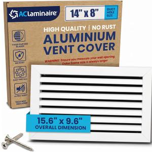 14x8 Inch (Duct Opening) Air Return Vent Cover Decorative  Premium Aluminum AC Vent Cover for Ceiling & Wall, Rustproof Grille, Ideal for Home HVAC Grille, Durable & Easy to Install by ACLAMINAIRE