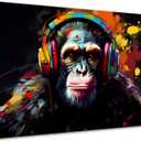 Monkey Street Graffiti Wall Art Boys Room Decor Abstract Banksy Animal Canvas Art Painting for Living Room Office Wall Decor Home Decoration Watercolor Gaming Monkeys Poster Prints Artwork 12x16 (TYDXX)