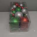 Outus 61 Pcs Glitter Christmas Ball Tree Ornament Set Shatterproof Hanging Ornaments Ball Bulk Plastic Xmas Tree Star Topper for Holiday Wedding Birthday Party Decorations(Red Green Silver)