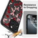 ZIYE Magnetic Case for iPhone 16 Pro 6.3 Inch [Compatible with MagSafe] Hard PC and Soft TPU Case with Cherry Pink Bows Anti-Scratch Shockproof Protection Phone Cover for Women