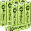 Brightown Rechargeable AAA Batteries, 600mAh NiMH Precharged Triple A Solar Batteries for Solar Lights and Household Devices, 8 Pack