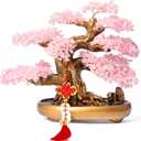 Natural Rose Quartz Gemstone Crystal Bonsai Tree of Life Large Feng Shui Money Chakra Tree for Luck and Wealth Decoration(1,251 Gem Count)