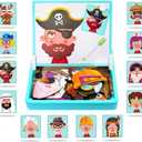 Magnetic Puzzles Face Dress Up Travel Game Double Side Preschool Educational Learning Toy for Kids