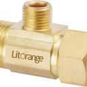 1 Pack Lead-Free Brass, Angle Stop Add-A-Tee Valve,Splitting Water Supply,1/2"-14NPS x 1/2"-14NPS x 3/8"MIP, 3 Way Adapter Or Tee Connector With A Sealing Tape