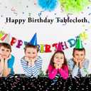 2 x Happy Birthday Tablecloths,108''X54'' Plastic Disposable Sliver Tablecover Table Party Confetti Table Covers Decorations for Halloween Christmas Indoor Outdoor Baby Shower Kids Adults Home Birthday