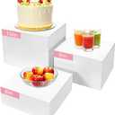 3Pcs Buffet Risers, Food Risers for Buffet Table, Display Stand Shelf for Party Catering Dessert Jewelry Collectibles , Different Size White Acrylic Cube Boxes Nesting Risers Food Display with Hollow Bottoms (3Pack square, 8''9''10'')