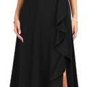MUSHARE Women's V-Neck Sexy Split Cocktail Dress with Pockets Ruffle Party Long Formal Dress, XL