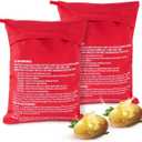 OBTANIM 2 Pack Microwave Potato Bag Reusable Baked Potato Pouch Bag, Red
