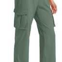 MAGCOMSEN Women's Cargo Pants Quick Dry Lightweight Hiking Travel Pants Water Resistant Safari Joggers with Pockets (Green, L)