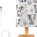 Bedside Table Lamp Cute Elephant Table Lamp for Bedroom Nightstand Lamp with USB Port LED Desk Lamp Shade Living Room Dorm Office