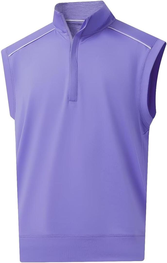 M MAELREG Golf Vests For Men Dry Fit Lightweight Moisture Wicking Performance Sports Breathable Golf 1/4 Zip Pullover Men (Large, Lavender)