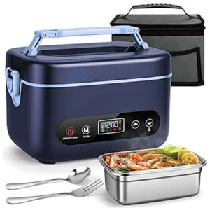 1.2L Cordless Electric Lunch Box – 20000mAh Rechargeable Portable Food Warmer with 5-Sided Heating, Auto Temperature Control, Leakproof & BPA-Free – Perfect for Office, Truck, Outdoors Blue