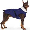 EMUST Dog Coat, Waterproof Dog Snow Jacket for Winter, Adjustable Large Pet Coat/s for Winter,Blue L