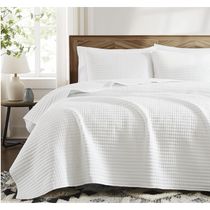 White Quilt Set Queen Size-Lightweight Bedspreads Queen Quilts Bedding Set | Soft Coverlet with 2 Pillow Shams for All Seasons, Suitable for Bed, Couch, 3 Pieces, 90"x94"