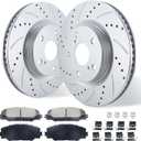BETTHAND Front Brake Pads And Rotors Compatible With Toyota, Pontiac, Scion | For 09-10 Pontiac Vibe, 11-16 Scion tC, 16 Scion iM, 09-13 Matrix, 16-17 Mirai, 06-18 RAV4, Geomet-Coated Rotors Ceramic Pads