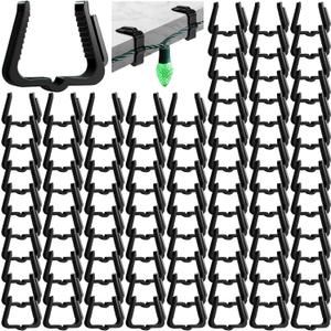 Marsui 200 Pcs Christmas Light Clips Small Outdoor Roof Gutters and Shingles Hooks 1 5/8 Inch Fascia Boards Hanger Plastic Holiday String Light Clips for Xmas Outside Decoration Fence Eave (Black)