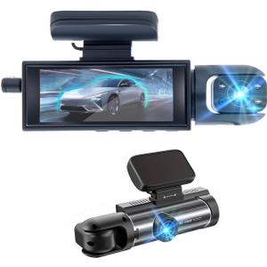 Dash Camera Front and Inside,Dashcams for Cars with IR Night Vision Loop Recording G-Sensor 24Hr Parking (1080 P Front and Inside)