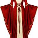 Spooktacular Creations Renaissance Costume Women, Velvet Medieval Dress for Women, Irish Renaissance Dress for Halloween (Large, Red)
