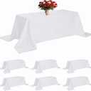 6 Pack White Tablecloth 90 x 132 Inch Table Cloth for 6 Foot Rectangle Tables, Wrinkle Resistant Washable Polyester Fabric Table Covers for Party, Wedding,Dining,and Banquet, 90 x 132 Inch 6pcs