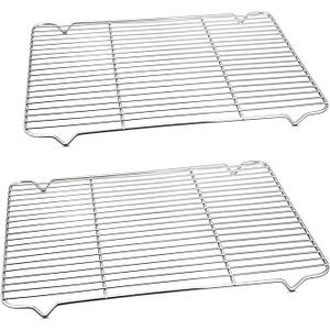 Cooling Baking Rack Pack of 2, 16.6" x 11.5", Stainless Steel Cooling Racks for Cooking Baking Roasting Grilling Drying, Dense Wires & Smooth Edge, Easy to Clean, Silver