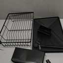 Kmiectse Dish Drying Rack - Space-Saving Small Dish Rack for Kitchen Counter, Rust-Resistant Kitchen Drying Rack, Compact Dish Drainer Organizer with Utensil Holder for Home Kitchen, Black, 15.2 L X 11.2 W X 5.7 H