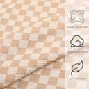 Frienda Muslin Hooded Beach Towel for Kids 3-6 Years Soft Muslin Bath Poncho for Baby Absorbent Fast Drying Blankets for Boys Girls Newborns Toddler Beach Pool Bath Essentials(Checkered, Brown, White)