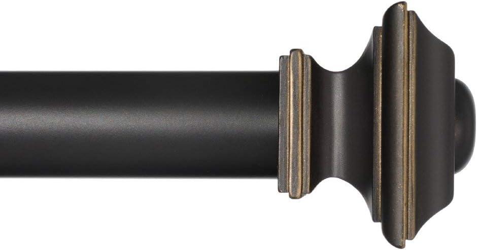 Ivilon Drapery Treatment Window Curtain Rod - Square Design 1 1/8 Rod. 120 to 240 Inch - Antique Black