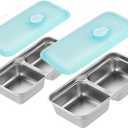 2 Pcs Reusable Double Compartment Stainless Steel Snack Containers With Lids Grab And Go Snack Containers For Travel And School
