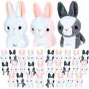 Simgoing 24 Pcs Easter Bunny Stuffed Animal Plush Cute Small Rabbit Animals Fluffy Mini Bunny Keychain Soft Plush Toy Hanging Pendant Gift for Girl Boy Teen Women Backpack Purse Birthday Party Favors