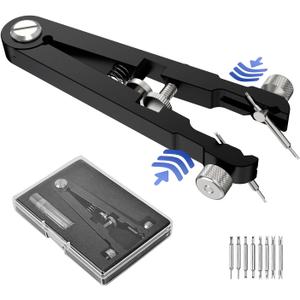 Freejoy Watch Spring Bar Plier Tool Kit, 6825 Spring Bar Tweezer Tool with Durable 8 Alloy Steel Pins for Watch Wrist Bands Strap Removal Repair Set (Black)