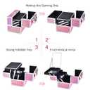 Joligrace Makeup Train Case Makeup Case Organizer Portable Cosmetic Box Storage with 2 Trays Mirror Locking Make Up Travel Case for Nail Kits Cosmetics Craft Traveling Makeup Box Mermaid Pink