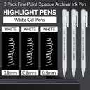 5 x PANDAFLY White Gel Pens, 0.8mm Extra Fine Point Opaque Archival Ink Pen for Journaling, Art, or Drawing - For Artist Gifts, Holiday Gifts & DIY Projects, 3 Pack