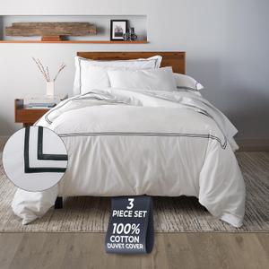 Ella Jayne Twin Duvet Cover 100% Cotton Percale Soft Black Design 2 Pcs | Duvet Cover Twin | Soft Cotton Percale | 68 x 90 Inch Cover | Includes 1 Matching Pillow Sham | Black Design
