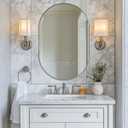 ANDY STAR Chrome Bathroom Mirror 24x36, Chrome Mirror Oval, Polished Silver Bathroom Mirror, Oval Mirrors Stainless Steel Frame Deep 1 Hang Vertical or Horizontal