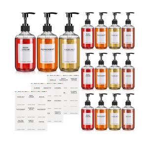 Mumufy Set of 7 Coffee Syrup Dispenser PET Syrup Pump Bottle Black Plastic Container with 27 Labels for Kitchen Restaurant Home Bar Accessories Organization(11.8 oz)