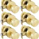 Goldenwarm Gold Door Knobs Closet, Zinc Alloy Round Ball Brushed Gold Passage Door Knobs for Hallways, Kitchens, Heavy Duty Passage Doorknobs Bulk - Modern & Stylish(6 Pack)