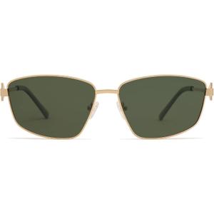 Retro Polarized Sunglasses Vintage Rectangular Metal Frame Sun Glasses AP3635 m C2 Gold/Green 