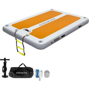 AWEMUFA 10ft x 6.6ft x 8inches Floating Dock with Non-Slip PVC Surface Inflatable Swim Platform Dock, Water Mat Inflatable Raft Island for Lake Pool Beach Ocean
