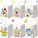 Kosiz 24 Pcs Teacher Appreciation Gift Bags Paper Thank You Teacher Party Favors Bags Pencil Ruler Apple Goodie Candy Treat Bag with Handles for Appreciation Week Party Decoration Supplies
