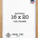 Oak Wood Picture Frames 16x20 - Natural Light Solid Wood Photo Frame Real Glass Wall Mount
