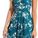 CVCPP Women's Sexy Floral Print Sundress Halter V Neck Tie Back Sleeveless Ruffle Mini Short Summer Beach Dresses Cd02-05-M