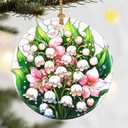 Christmas Ornaments, Dodosky 2.8in Ceramic Hanging Ornament, Xmas Decor, Christmas Tree Ornaments, Xmas Decorations for Tree, Holiday Ornament, Gifts for Mom, Grandma, Flower Lovers, Gifts Ideas (Lily of the Valley)