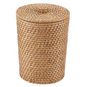 Wicker Trash Can with Liner and Lid - Rattan Trash Can - Wicker Waste Basket for Bathroom, Bedroom, Office - Rattan Waste Basket (2 Gallon, Natural)