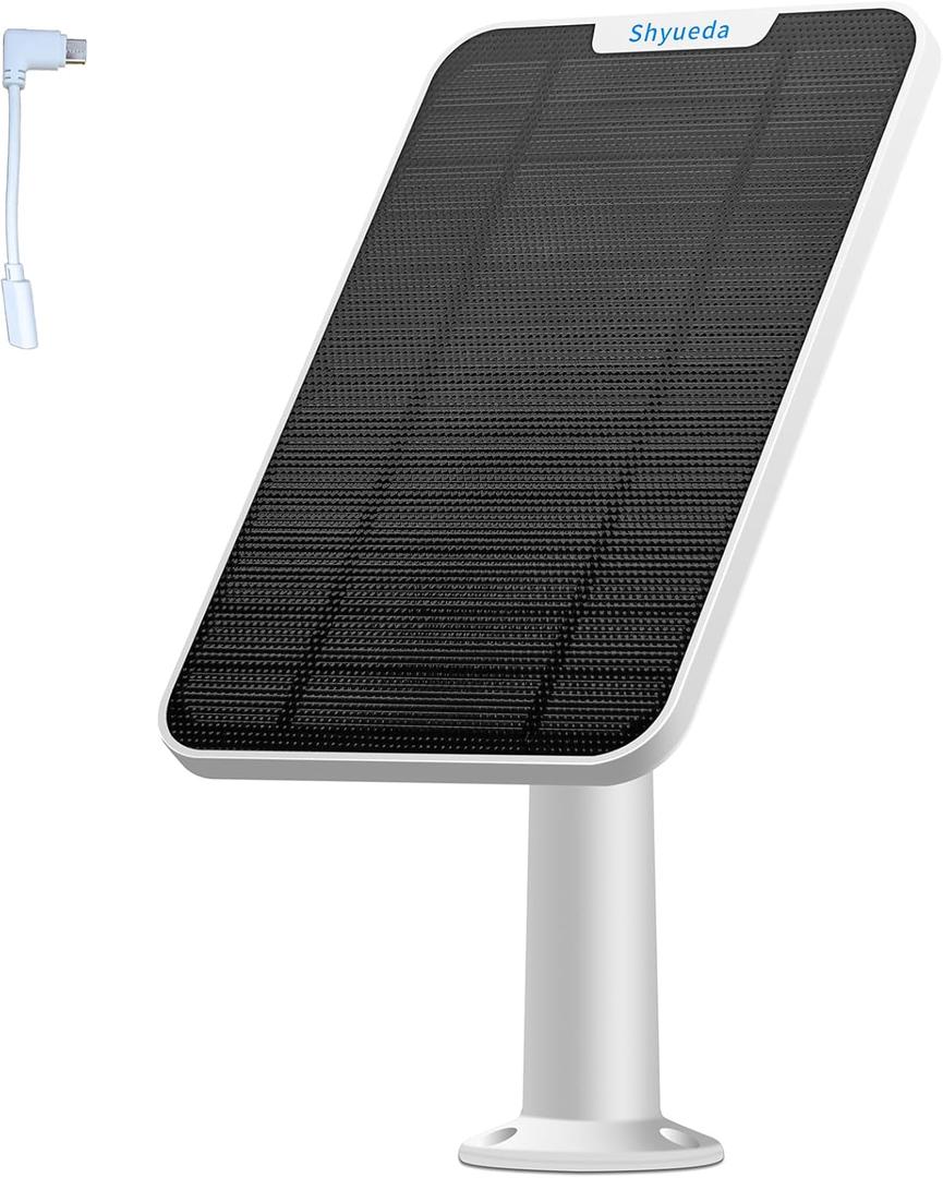 Solar Panel Compatible with Eufycam 3/3C/2C/2C Pro/2/2 Pro/E20/E40/E/S40/S220/L40/L20, with 13.1ft Waterproof Charging Cable, IP65 Weatherproof,Includes Micro USB to Type-c Adapter