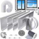 Portable AC Window Vent Kit With 5.9"Hose,26-62"Adjustable with Universal Coupler Filter Screen & 2 Weather Strippings Fit for LG/Hisense etc Portable ac Vertical/Horizontal Sliding Window Seal Kit
